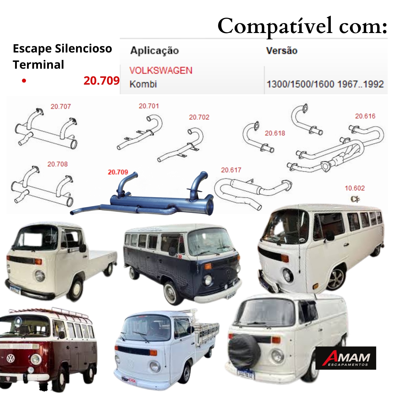 Escapamento Traseiro Volkswagen Kombi 130...