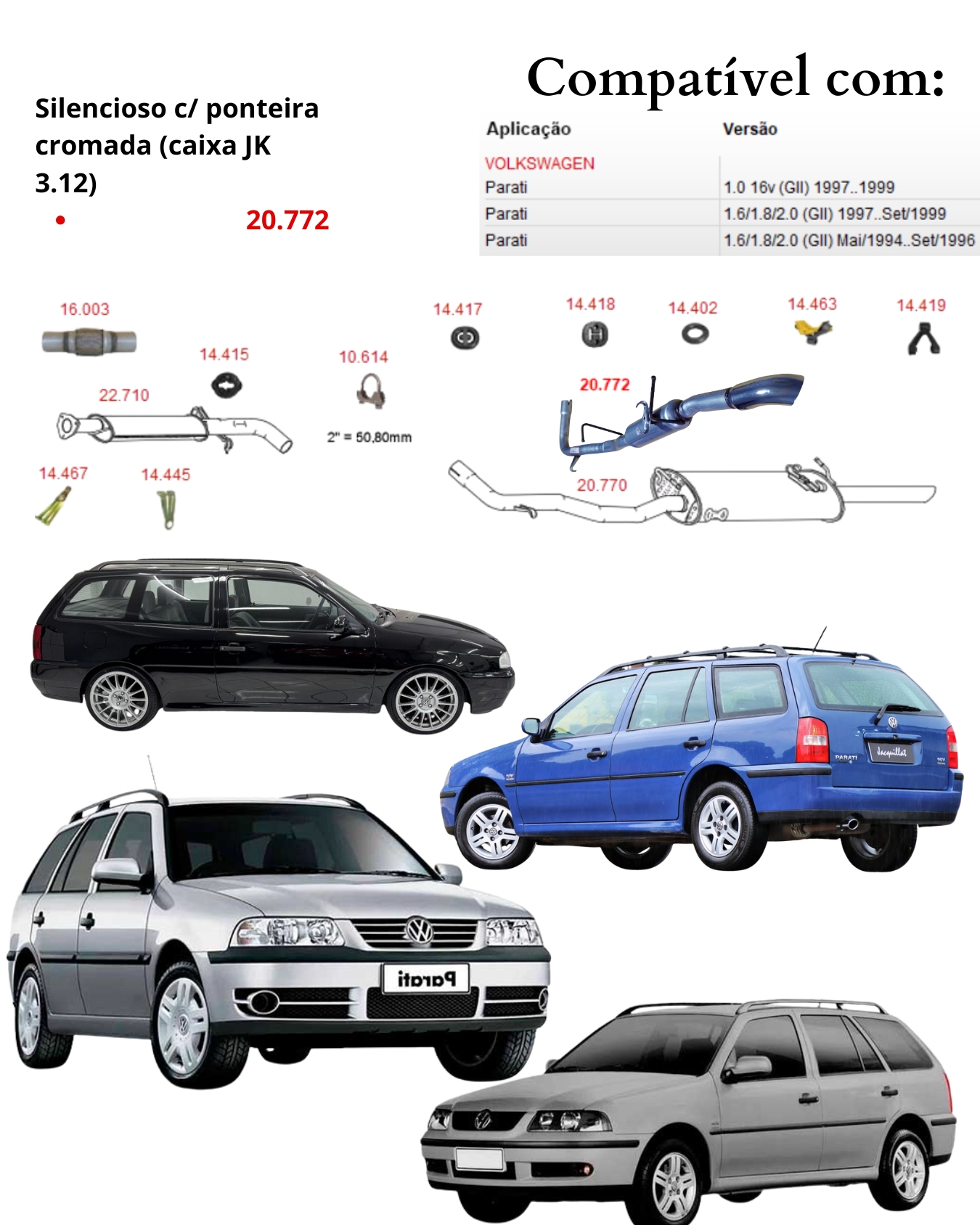 Escapamento Esportivo JK 3.1/2 Volkswagen...