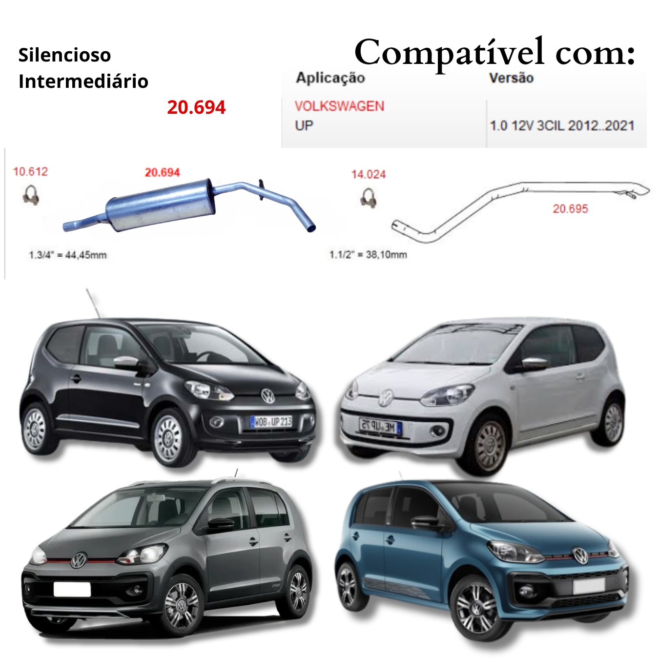 Escapamento Intermediário Volkswagen UP 1...
