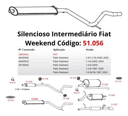 Escapamento Silencioso Intermediario Fiat...
