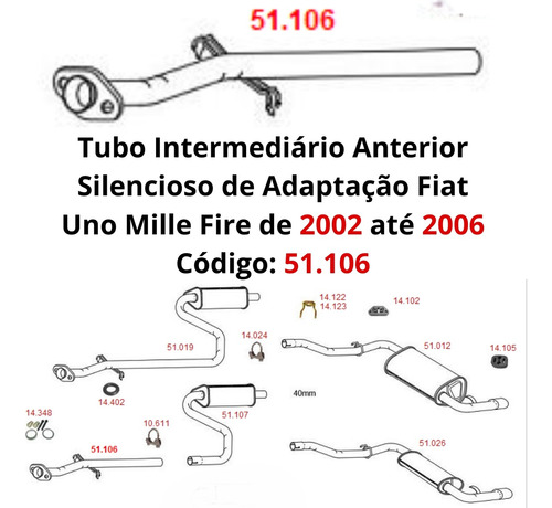Escapamento Tubo Intermediario do Silenci...