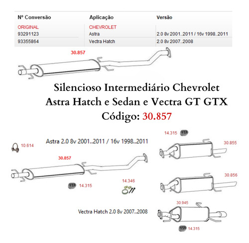 Escapamento Silencioso Intermediário Chev...