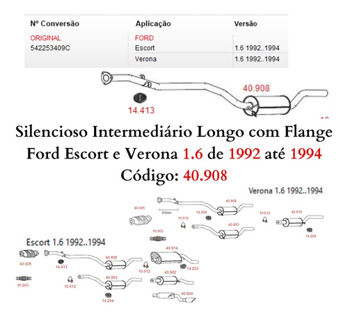 Escapamento Silencioso Intermediario Ford...