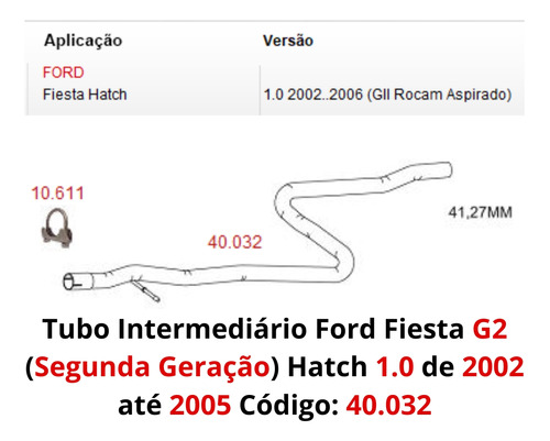 Escapamento Tubo Intermediário Ford Fiest...