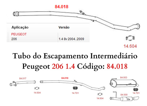 Escapamento Tubo Intermediário Peugeot 20...