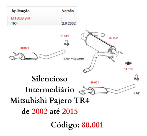 Escapamento Silencioso Intermediário Mits...