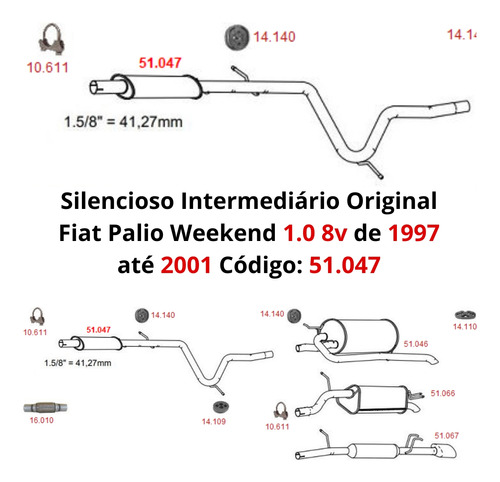 Escapamento Silencioso Intermediario Fiat...